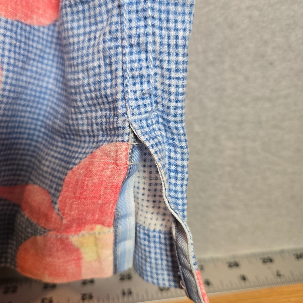Tommy Bahama Shirt Mens Large Blue 100%‎ Linen Floral Hawaiian Origional Fit - Picture 8 of 8